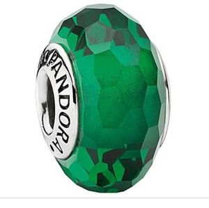 Pandora green faceted murano